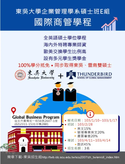 103學年度碩士考試簡章